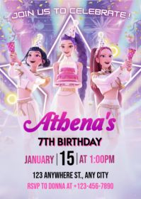 Purple Joyful K-pop Birthday Party A6 template