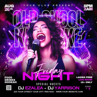 Paars Karaoke Night Event สี่เหลี่ยมจัตุรัส Template
