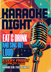 Purple Joyful Karaoke Night A5 template