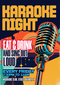 Purple Joyful Karaoke Night A5 template
