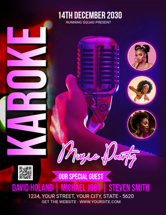 Purple Joyful Karoke Flyer (us Letter) Pamflet (VSA Brief) template