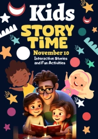 Purple Joyful Kids Story Time A2 template