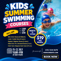 Paars Kids Summer Swimming Courses โพสต์บน Instagram Template