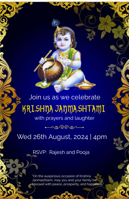 Purple Joyful Krishna Janmashtami  Tabloid 小报 template