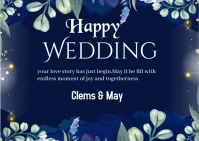 Purple Joyful Love And Marriage Invitation Card  A6 template