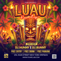 Purple Joyful Luau Party Instagram Post template