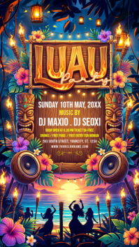 Purple Joyful Luau Party Instagram Story template