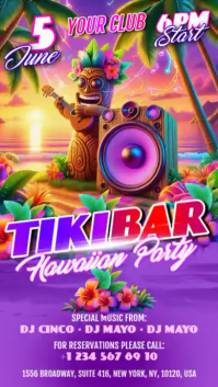 Purple Joyful Luau Tiki Bar Hawaiian Party Digital Display Video template