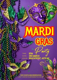 Purple Joyful Mardi Gras A1 template
