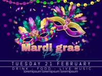 Purple Joyful Mardi Gras Paty Invitation Flyer Yard Sign template