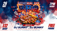 Purple Memorial Day BBQ Party Digitalt display Template