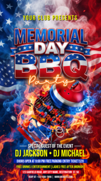Purple Joyful Memorial Day BBQ Party Instagram Story template