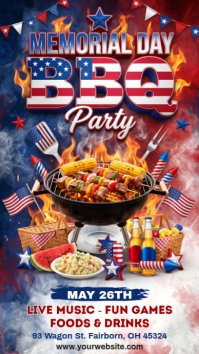 Purple Joyful Memorial Day BBQ Party Instagram Story template