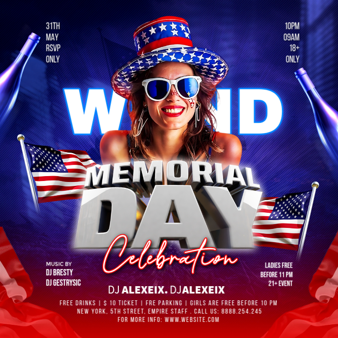 Purple joyful memorial day celebration instagram post Template ...