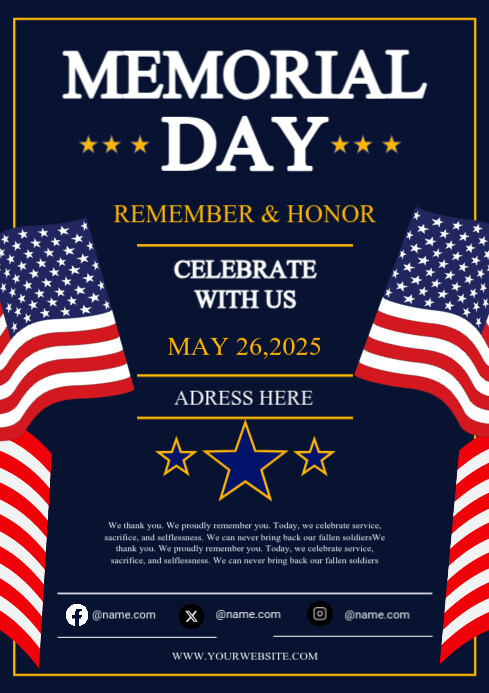 Copy of Purple Joyful Memorial Day Celebration Party A3 | PosterMyWall