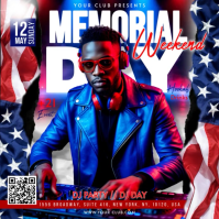 Purple Joyful Memorial Day DJ Party Instagram Post Video template