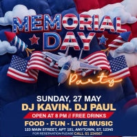 Purple Joyful Memorial Day Event Square Video Isikwele (1:1) template