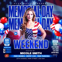 Purple Joyful Memorial Day Night Party Instagram Post Video template