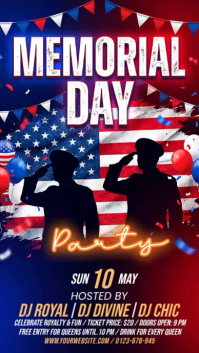Purple Joyful Memorial Day Party Instagram Story Video template