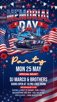 Purple Joyful Memorial Day Party Instagram Story template