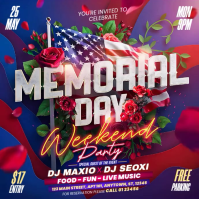 Purple Joyful Memorial Day Party Square Video 方形(1:1) template