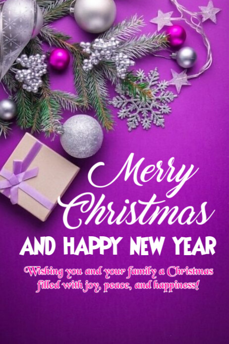 Copy of Purple Joyful Merry Christmas And Happy New Year Poster ...