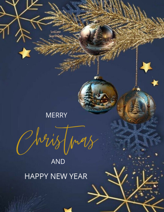 Copy of Purple Joyful Merry Christmas And Happy New Year Poster Flyer ...