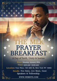 Purple Joyful Mlk Prayer Breakfast Flyer A4 template