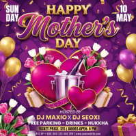 Purple Joyful Mother's Day Celebration Square Video Quadrat (1:1) template