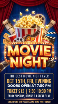 Purple Joyful Movie Night Event Instagram Story Video template