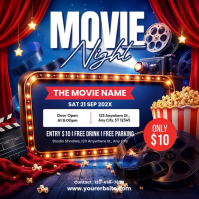 Purple Joyful Movie Night Event Square Video template