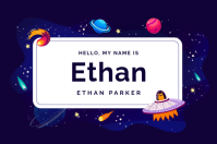 สีม่วง Name Tag Этикетка Template - Page 1