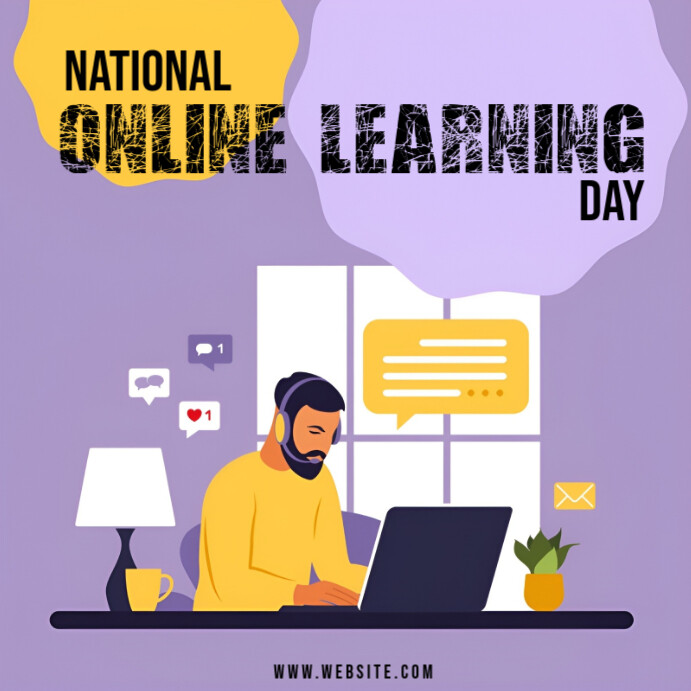 Purple Joyful National Online Learning Day In Template | PosterMyWall