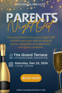 蓝色 Parents Night Out Event Poster Template