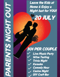 Purple Joyful Parents Night Out Poster Flyer (us Letter) template