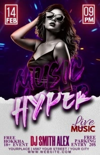 Purple Joyful Party Half Page Wide Media Página Ancho template
