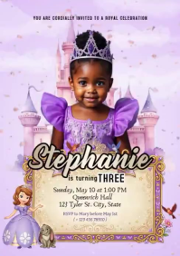 Purple Joyful Princess Birthday A4 Video template
