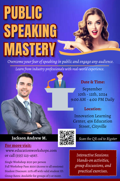 Purple Joyful Public Speaking Flyer Poster Template | PosterMyWall
