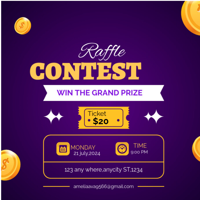 Purple Joyful Raffle Contest Instagram Post Template | PosterMyWall