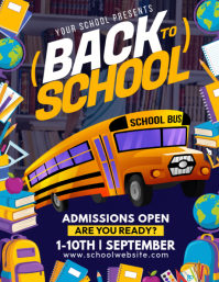 Purple Joyful School Admissions Flyer Рекламная листовка (US Letter) template