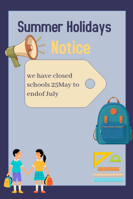 Purple joyful school summer holiday notice poster Template | PosterMyWall