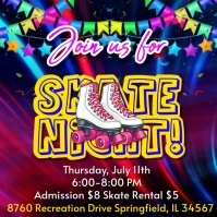 Purple Joyful Skate Night Flyer Square (1:1) template