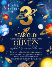 Roxo Space-Themed Birthday Flyer Template