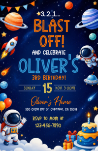 Purple Space-Themed Birthday Party Isigamu Sekhasi Ububanzi Template