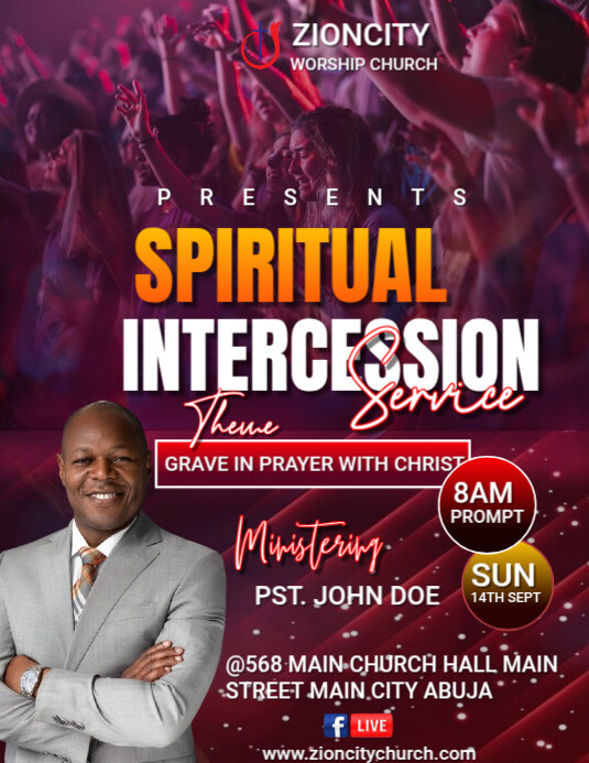 Purple Joyful Spiritual Intercession Service Flyer (us Letter) Template ...