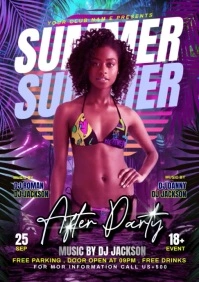 Purple Joyful Summer After Party  A4 template