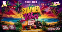 Purple Joyful Summer Beach Party Facebook Shared Image Video template