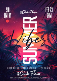 Purple Summer Party A5 Template