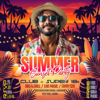 Purple Joyful Summer Party Instagram Post Video template