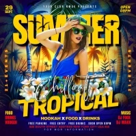 Purple Joyful Summer Tropical Chillout Party Square (1:1) template